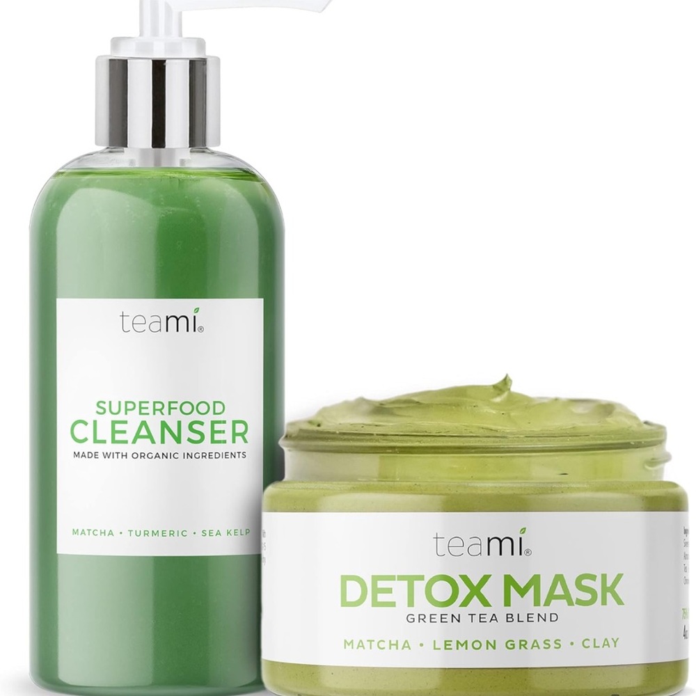 Teami Detox Mask + Facial Cleanser Skincare Bundle - Deep Cleansing Pore Minimiz
